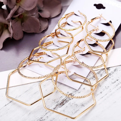 Fashion Hyperbolic Hoop Earrings Set in Silver and Gold