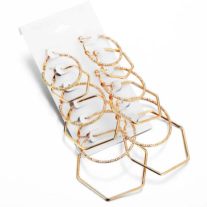 Fashion Hyperbolic Hoop Earrings Set in Silver and Gold