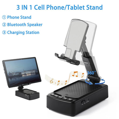 Cell Phone Stand with Wireless Bluetooth Speaker/Charging Station for Phone orTablet