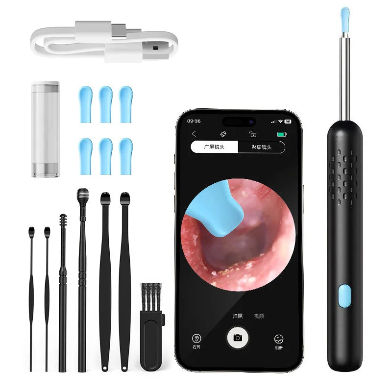 Visual Earscoop Smart Wireless HD Camera Earpick Ear Picking Stick 6 Led Lights 4.0mm Mini  Ear Wax Removal Tool