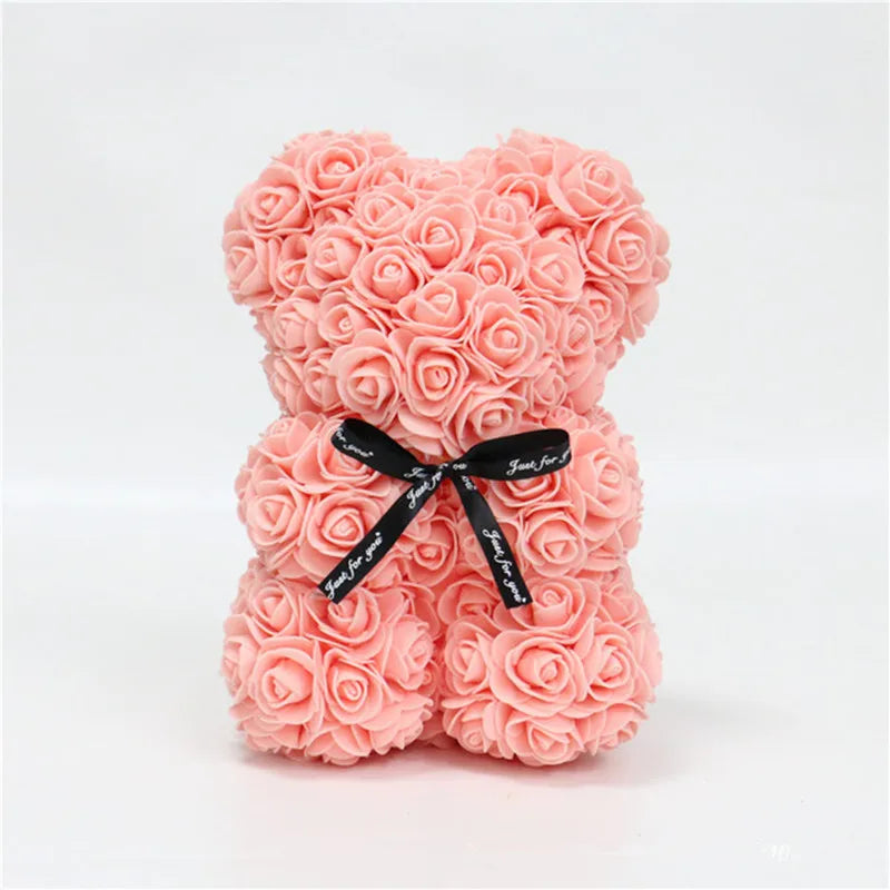 25cm Artificial Foam Flowers Bear Rose Bear Romantic Creative Gifts For Valentines Day Mothers Day Anniversary Wedding