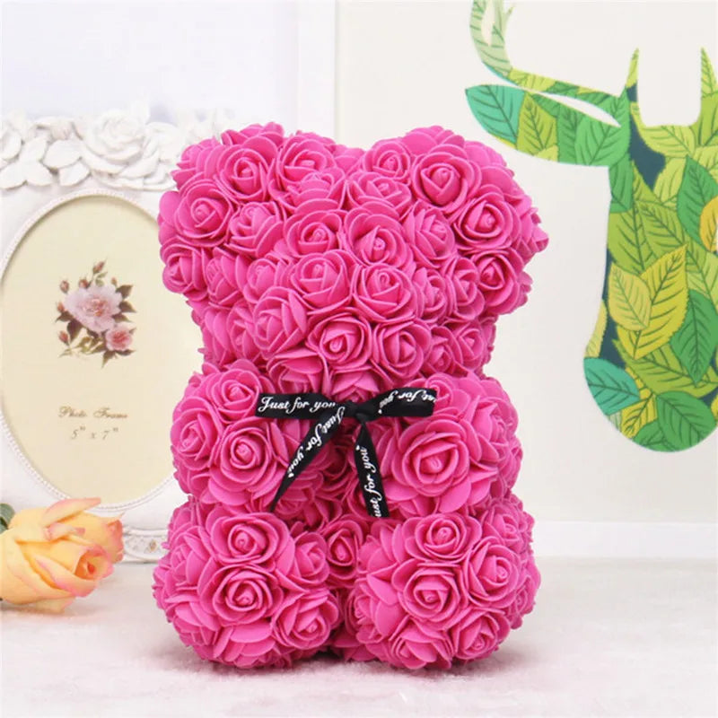 25cm Artificial Foam Flowers Bear Rose Bear Romantic Creative Gifts For Valentines Day Mothers Day Anniversary Wedding