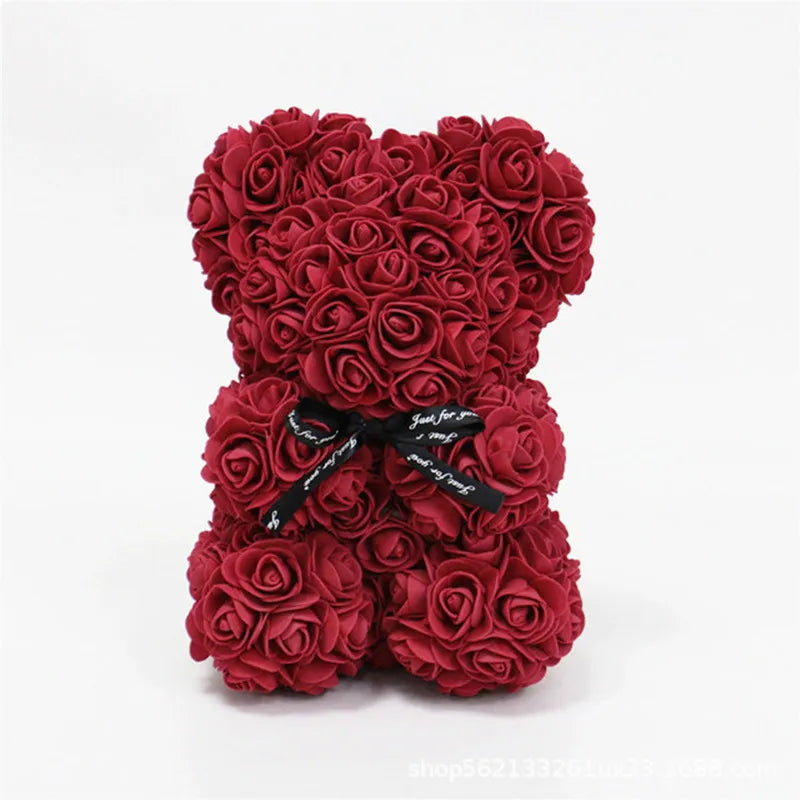 25cm Artificial Foam Flowers Bear Rose Bear Romantic Creative Gifts For Valentines Day Mothers Day Anniversary Wedding