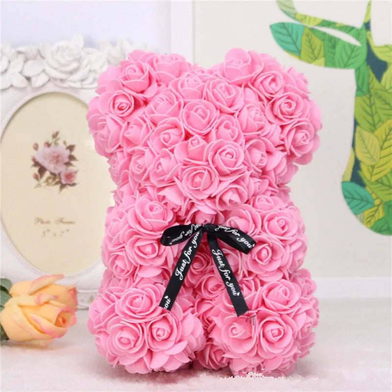 25cm Artificial Foam Flowers Bear Rose Bear Romantic Creative Gifts For Valentines Day Mothers Day Anniversary Wedding