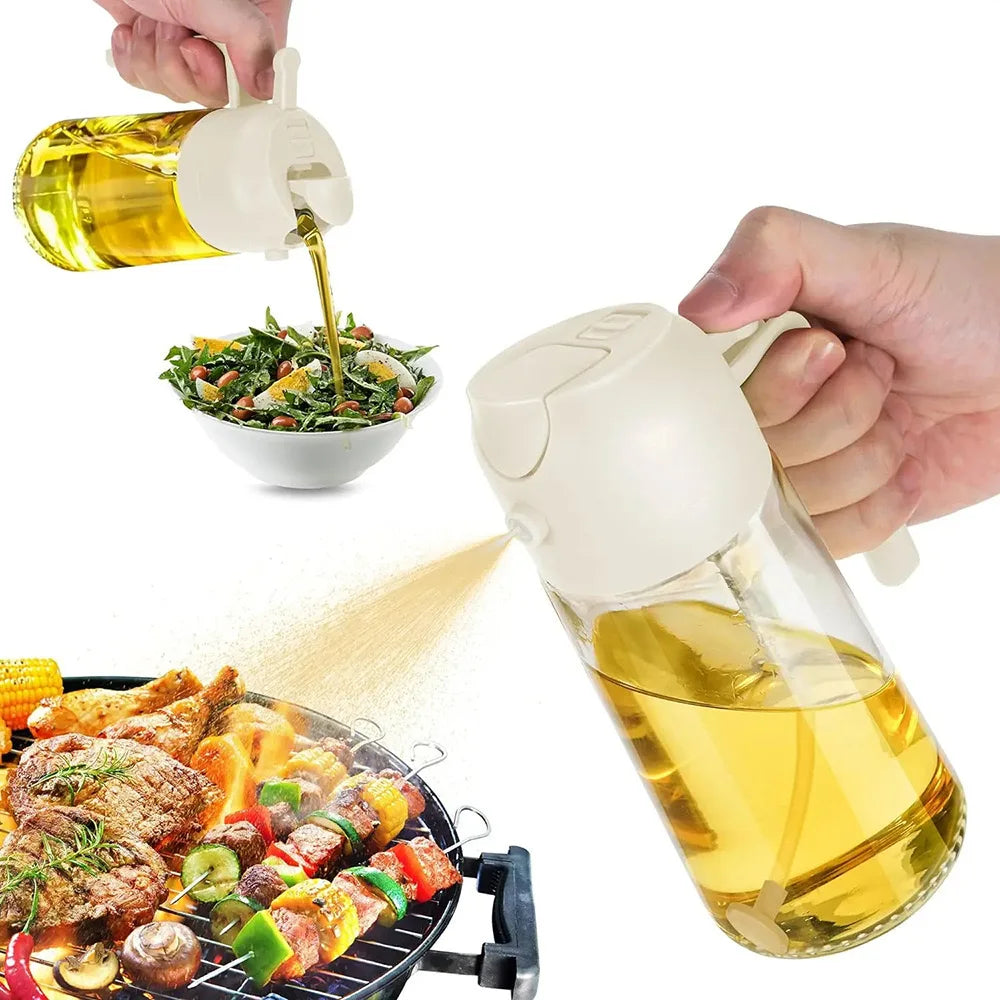 20/16oz Oil Sprayer for Cooking - 2 in 1 Spray & Pour Olive Oil Dispenser - 600/470ml Glass Spray Oil Bottle for Cooking