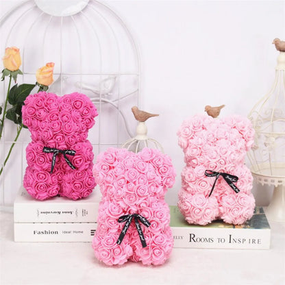 25cm Artificial Foam Flowers Bear Rose Bear Romantic Creative Gifts For Valentines Day Mothers Day Anniversary Wedding