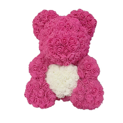 40cm Artificial Rose Heart Teddy Bear Handmade Bear of Roses For Women Valentine's Day Wedding Bithday Gift Drop Shipping