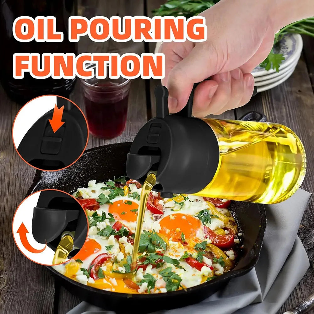 20/16oz Oil Sprayer for Cooking - 2 in 1 Spray & Pour Olive Oil Dispenser - 600/470ml Glass Spray Oil Bottle for Cooking