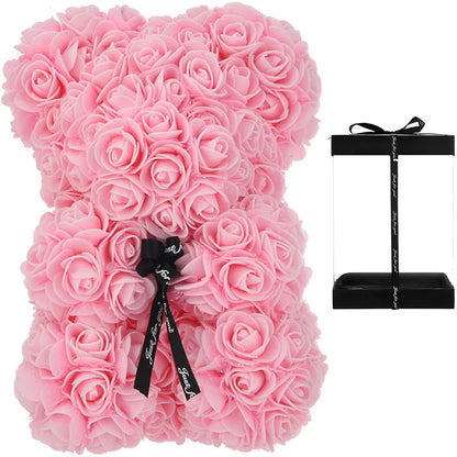 25cm Artificial Foam Flowers Bear Rose Bear Romantic Creative Gifts For Valentines Day Mothers Day Anniversary Wedding