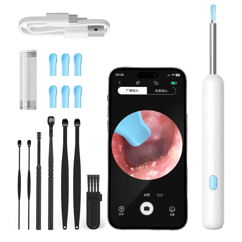 Visual Earscoop Smart Wireless HD Camera Earpick Ear Picking Stick 6 Led Lights 4.0mm Mini  Ear Wax Removal Tool