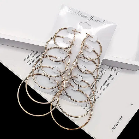 6Pair Set of Vintage Hoop Earrings