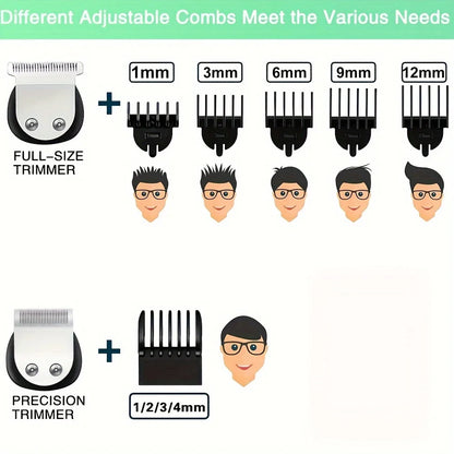 Hair/Beard/Body/Nose Trimmer- 19Pcs -Grooming Kit Hair