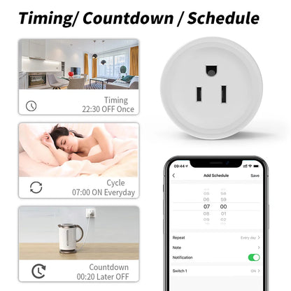 10A Smart Wifi Socket US Plug Phone APP Remote Voice Control 100-240V Wireless Timer Switch Outlet For Alexa Google Home Auto