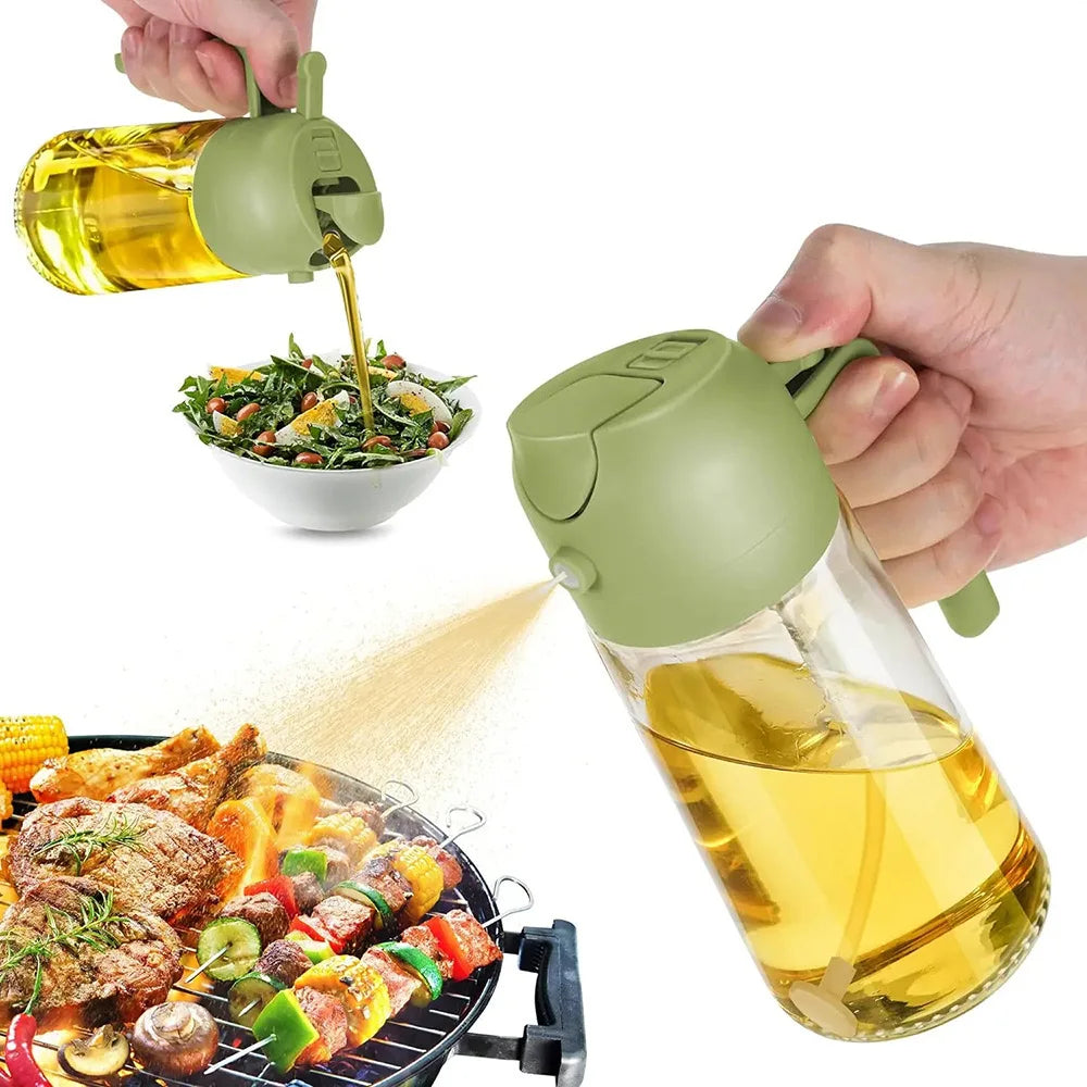 20/16oz Oil Sprayer for Cooking - 2 in 1 Spray & Pour Olive Oil Dispenser - 600/470ml Glass Spray Oil Bottle for Cooking