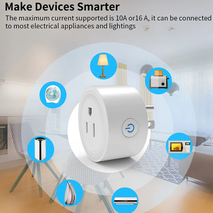 10A Smart Wifi Socket US Plug Phone APP Remote Voice Control 100-240V Wireless Timer Switch Outlet For Alexa Google Home Auto