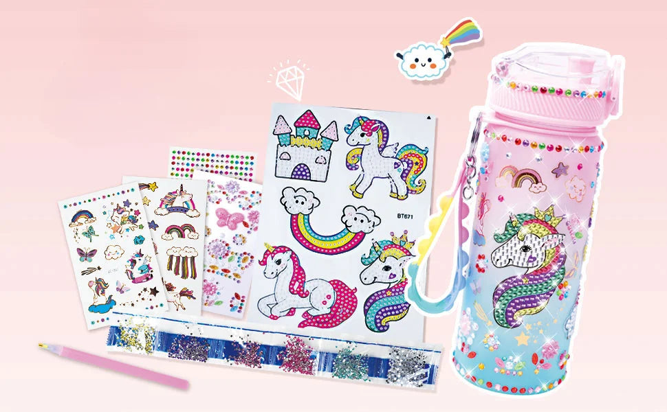 Unicorn Decorate Your Own Water Bottle Kits for Girls