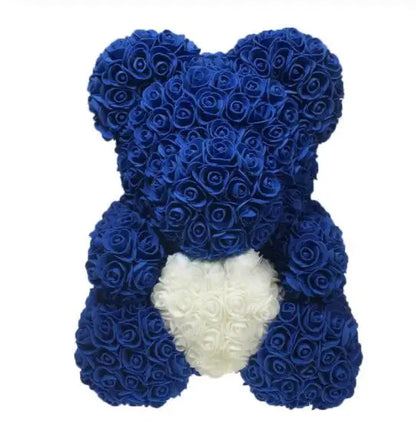 40cm Artificial Rose Heart Teddy Bear Handmade Bear of Roses For Women Valentine's Day Wedding Bithday Gift Drop Shipping