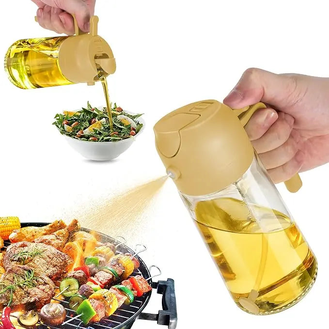 20/16oz Oil Sprayer for Cooking - 2 in 1 Spray & Pour Olive Oil Dispenser - 600/470ml Glass Spray Oil Bottle for Cooking