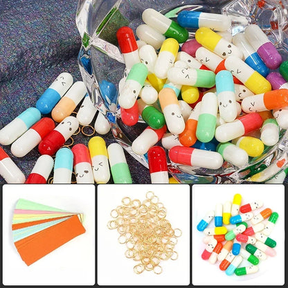 Message Capsules Love Pill with Roll Paper Blank Notes Wish Bottle Capsule Smile Emoticon Wedding Favour Party Valentine Gift