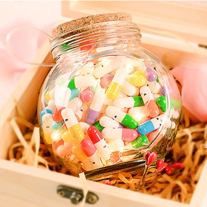 Message Capsules Love Pill with Roll Paper Blank Notes Wish Bottle Capsule Smile Emoticon Wedding Favour Party Valentine Gift