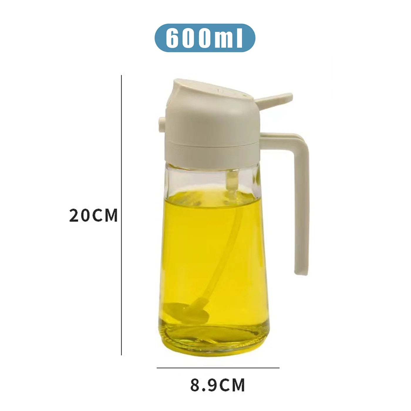 20/16oz Oil Sprayer for Cooking - 2 in 1 Spray & Pour Olive Oil Dispenser - 600/470ml Glass Spray Oil Bottle for Cooking