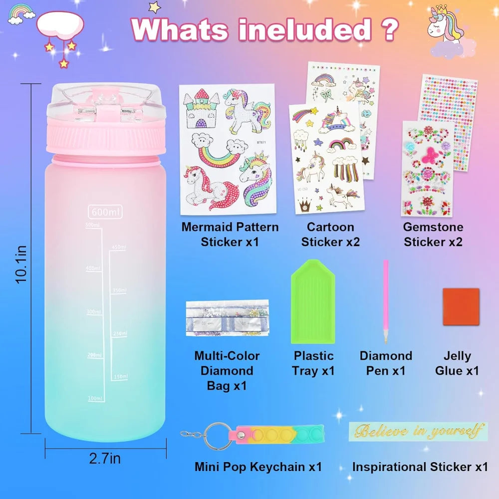 Unicorn Decorate Your Own Water Bottle Kits for Girls