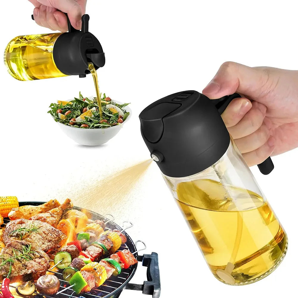 20/16oz Oil Sprayer for Cooking - 2 in 1 Spray & Pour Olive Oil Dispenser - 600/470ml Glass Spray Oil Bottle for Cooking